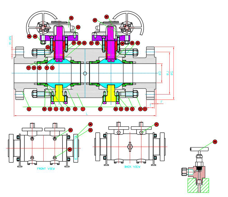 DBB Ball Valve Assembly Drawing