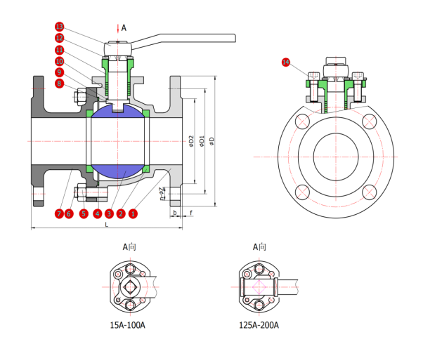 Oil Free Ball Valve Assembly Drawing